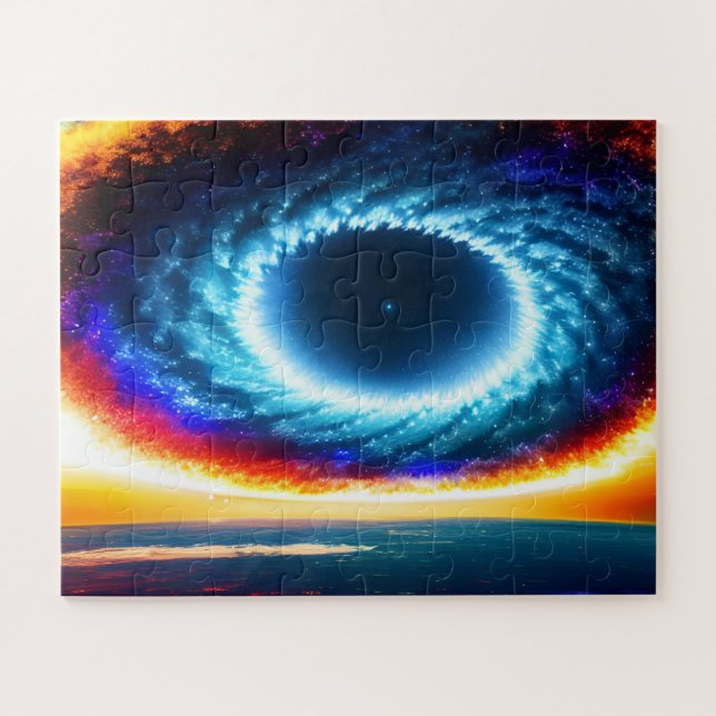 Quebra-cabeça Tempestade Galáctica Colorida Sobre Planeta Divert (Horizontal)