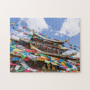 Quebra-cabeça Templo com bandeiras da oração, Zhongdian - Chin