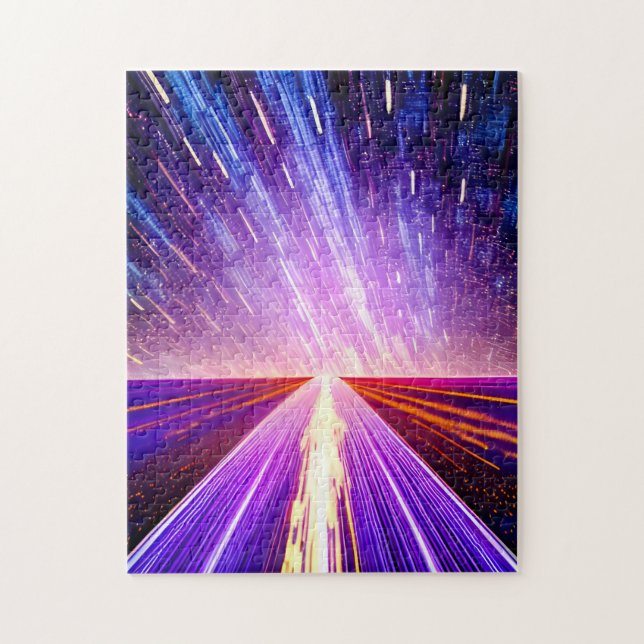 Quebra-cabeça Tempo Roxo Cósmico Viajando na Estrada a Marte (Vertical)