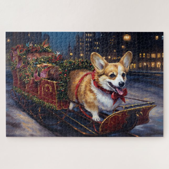 Quebra-cabeça Temporada Festiva de Natal do Corgi (Horizontal)
