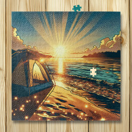 Quebra-cabeça Tent em um acampamento em praia Themed Birday
