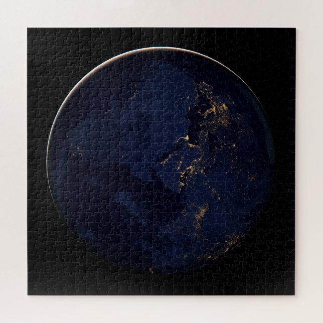 Quebra-cabeça Terra cheio com Luzes da Cidade (Horizontal)