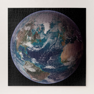 Quebra-cabeça Terra Marble Azul (Hemisfério Oeste)