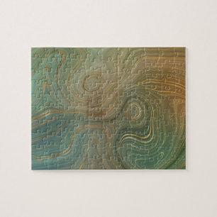 Quebra-cabeça Terra Olive Strata Agato de tinta verde e Dourad