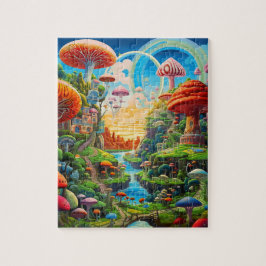 Quebra-cabeça Terra Surrealista de Magia Fantástica Colorida