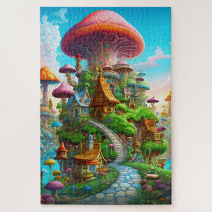 Quebra-cabeça Terra Surrealista de Magia Fantástica Colorida