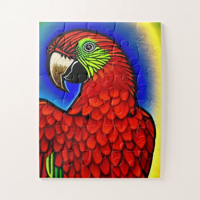 Quebra-cabeça Tesouro Tropical: Trabalho de arte de papagaio Vib (Vertical)