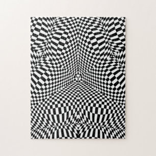 Quebra-cabeça Teste padrão checkered preto e branco abstrato