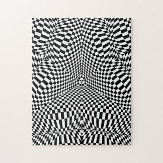 Quebra-cabeça Teste padrão checkered preto e branco abstrato