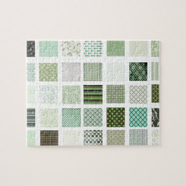 Quebra-cabeça Teste padrão de mosaico verde da edredão (Horizontal)