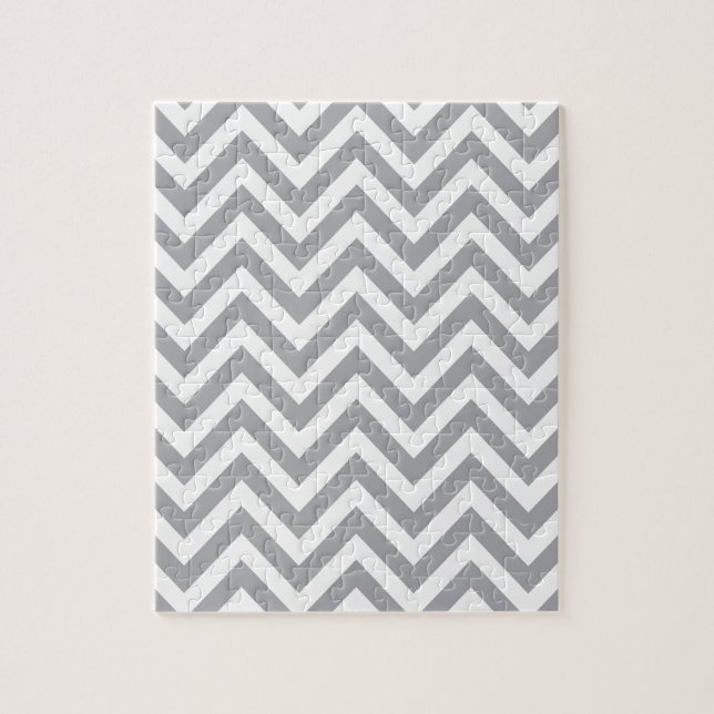 Quebra-cabeça Teste padrão de ziguezague cinzento e branco de (Vertical)
