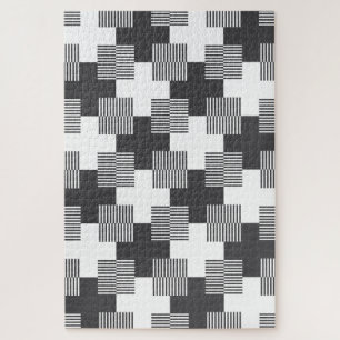Quebra-cabeça Teste padrão geométrico abstrato preto e branco