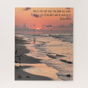 Quebra-cabeça Texas Beach Sunrise, Verse do Salm 118:24
