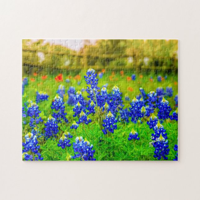 Quebra-cabeça Texas Bluebonnets Indian Floral Nature Viagem (Horizontal)