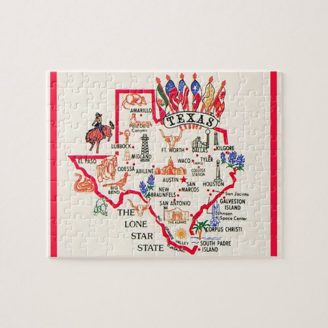 Quebra-cabeça Texas - Estado da Estrela Solitária  (Horizontal)
