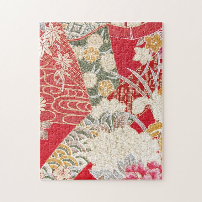 Quebra-cabeça Têxtil KIMONO Japonês, Padrão Floral (Vertical)