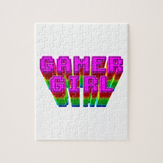 Quebra-cabeça Texto da Gamer Girl (Vertical)