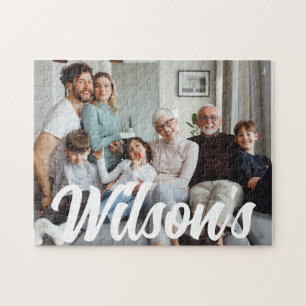 Quebra-cabeça Texto de Foto de Família Personalizado