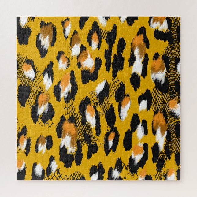 Quebra-cabeça Texto do Leopardo Fundo de Impressão de Animais (Vertical)