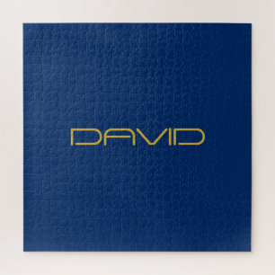 Quebra-cabeça Texto Elegante Editável Dourado e Azul Marinho