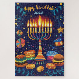 Quebra-cabeça Texto personalizado de Hanukkah feliz