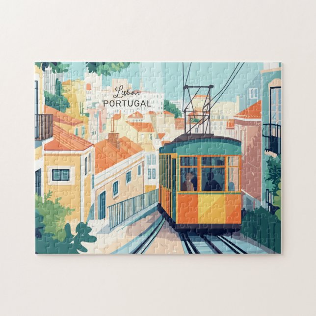Quebra-cabeça Texto personalizado Lisboa Portugal (Horizontal)