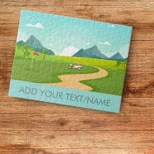 Quebra-cabeça Texto Personalizado Paisagem do Campo do Carrinho