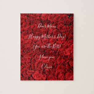 Quebra-cabeça Texto Personalizado Rosas vermelhas de Dia de as m