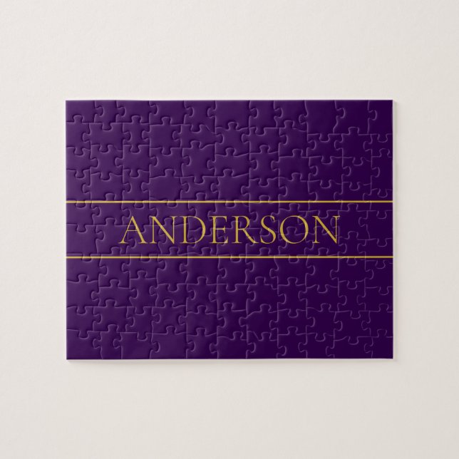 Quebra-cabeça Texto Personalizável Elegante | Dourado e profundo (Horizontal)