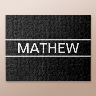 Quebra-cabeça Texto Personalizável Preto e Branco Moderno e Ou