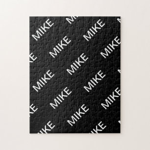 Quebra-cabeça Texto personalizável Preto e Branco Moderno Negr