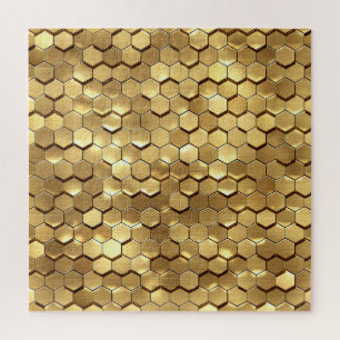 Quebra-cabeça Textura 3D do Remetente do ouro Honeycomb