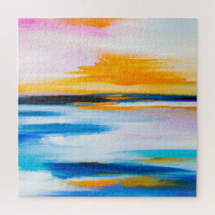 Quebra-cabeça textura de óleo de abstrato, pintura do mar ao sol