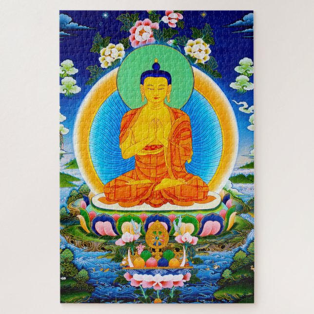 Quebra-cabeça Thangka Prabhutaratna Buda oriental Legal (Vertical)