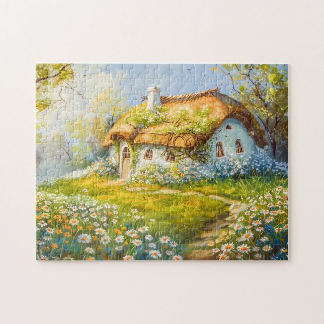 Quebra-cabeça Thatched Roof Cottage by Daisy Meadow (Horizontal)