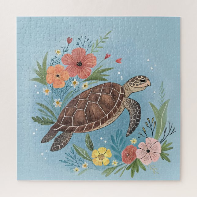 Quebra-cabeça The illustration of a sea turtle (Vertical)
