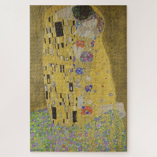 Quebra-cabeça The Kiss, Art Nouveau Oil Painting, Gustav Klimt (Vertical)