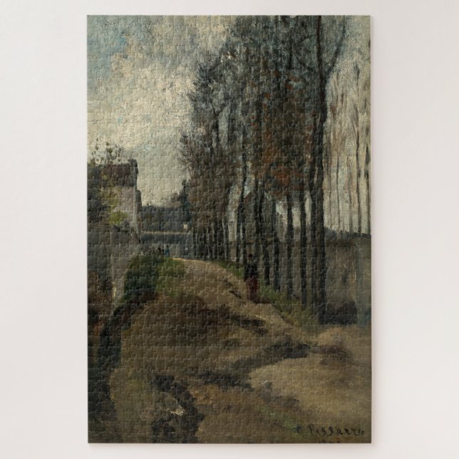 Quebra-cabeça The Path, Winter Landscape (1862), por Pissarro (Vertical)