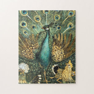 Quebra-cabeça Theo Van Hoytema Vintage Peacock Open Wing Peafowl