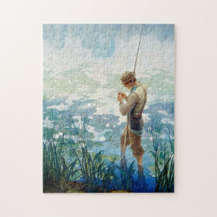 Quebra-cabeça Thoreau Pesca em Walden Pond por N. C. Wyeth