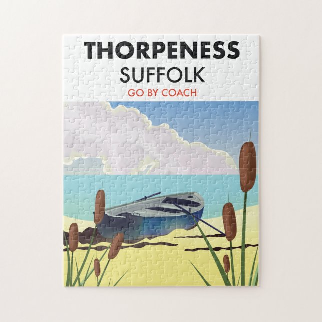 Quebra-cabeça Thorpeness sufolk vintage Beach poster. (Vertical)