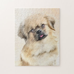 Quebra-cabeça Tibetan Spaniel Painting - Cute Original Dog Art