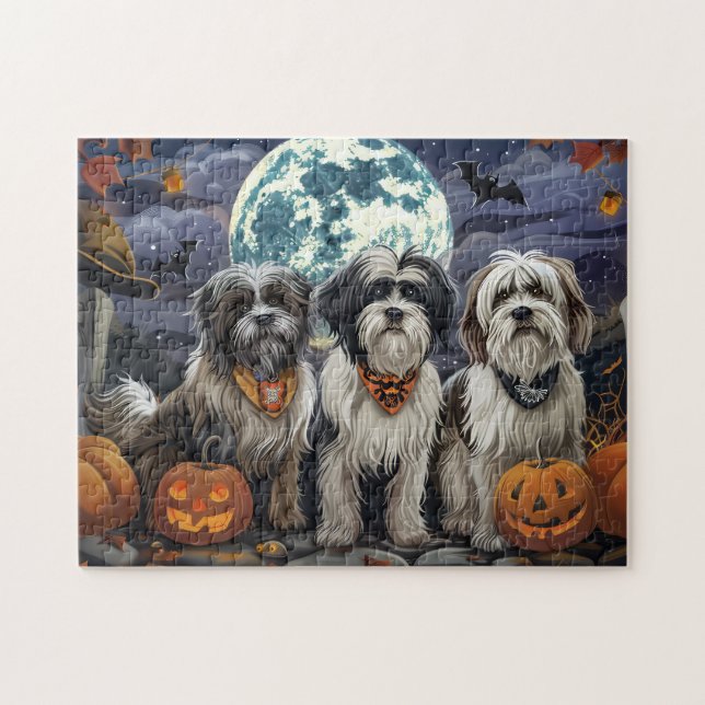 Quebra-cabeça Tibetan Terrier Halloween Assustador (Horizontal)