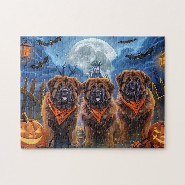 Quebra-cabeça Tibetano Mastiff Halloween Spooky (Horizontal)