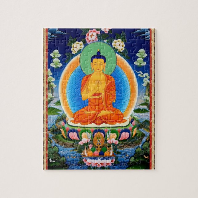 Quebra-cabeça Tibetano Thangka Prabhutaratna Buddha Jigsera Queb (Vertical)