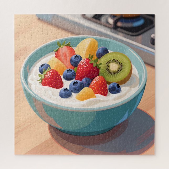 Quebra-cabeça Tigela de Iogurte com Frutas Frescas (Vertical)