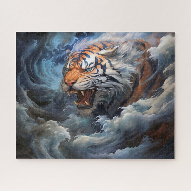 Quebra-cabeça Tiger E Storm Surreal Fantasy Art (Horizontal)