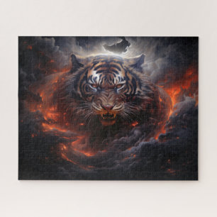 Quebra-cabeça Tiger Fire Storm Surreal Fantasy Art