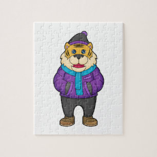 Quebra-cabeça Tiger Scarf Beanie