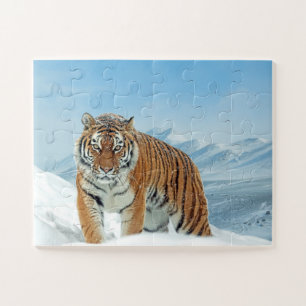 Quebra-cabeça Tiger Snow Montanha a Trendência de Foto Animal